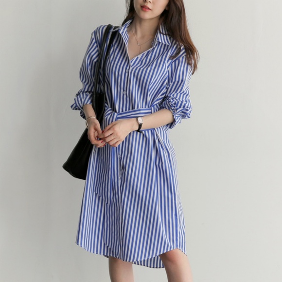 Hamptons Blue & White Striped Shirt Dress - Picture 2 of 8